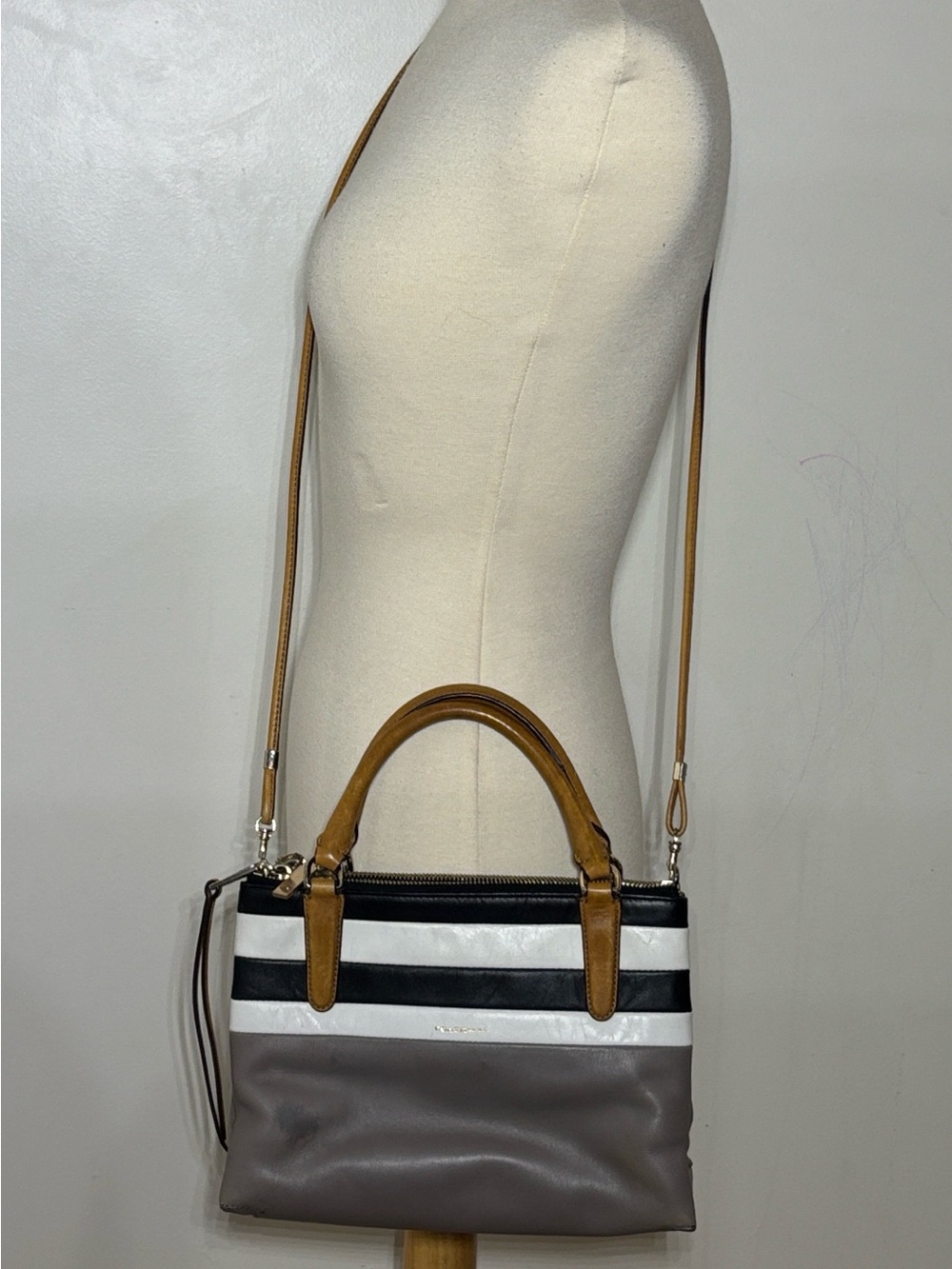 Coach Striped Crossbody Satchel Purse